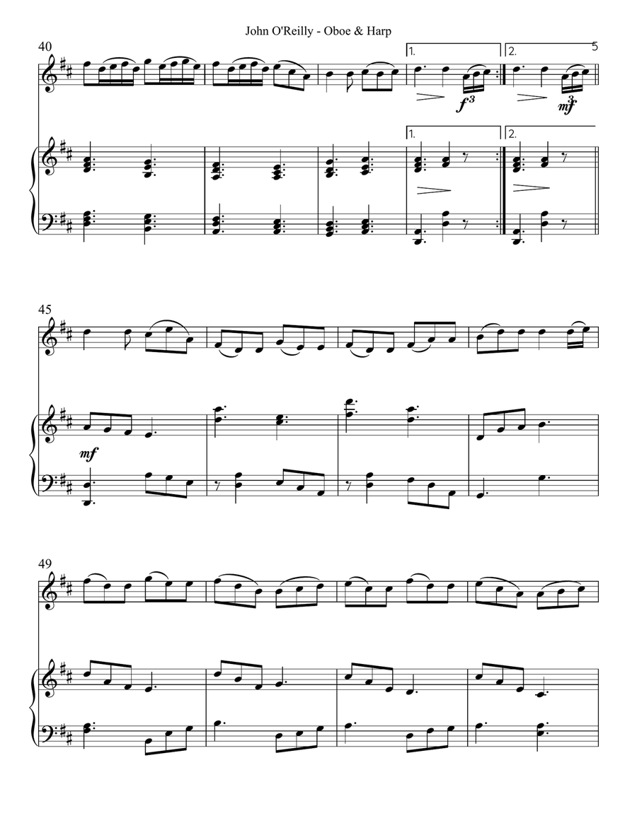 John O’Reilly, First Air, Duet for Oboe & Harp Oboe scores gallery preview page 5