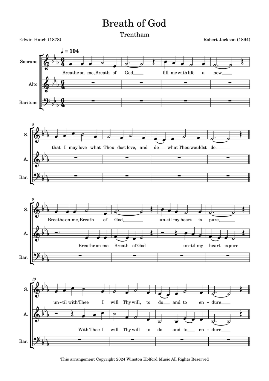Breathe on Me Breath of God 3-Part scores gallery preview page 1