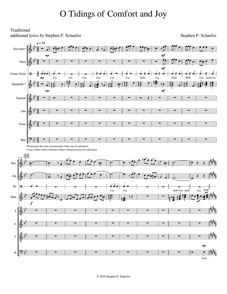 O Tidings of Comfort and Joy 4-Part scores gallery preview page 1