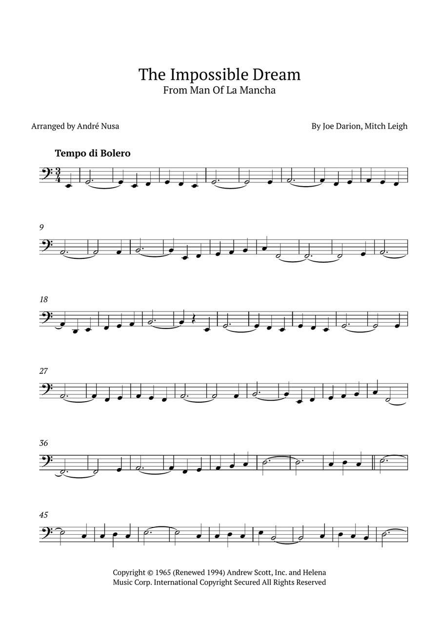 The Impossible Dream (The Quest) Tuba scores gallery preview page 1