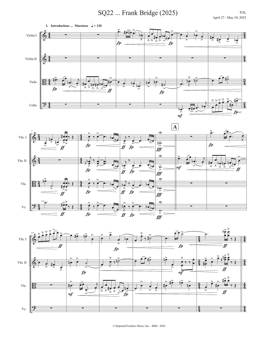 SQ22 ... Frank Bridge (2025) - Score Only String Quartet scores gallery preview page 3