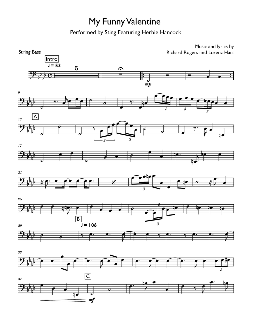 My Funny Valentine My Funny Valentine Double Bass scores gallery preview page 1