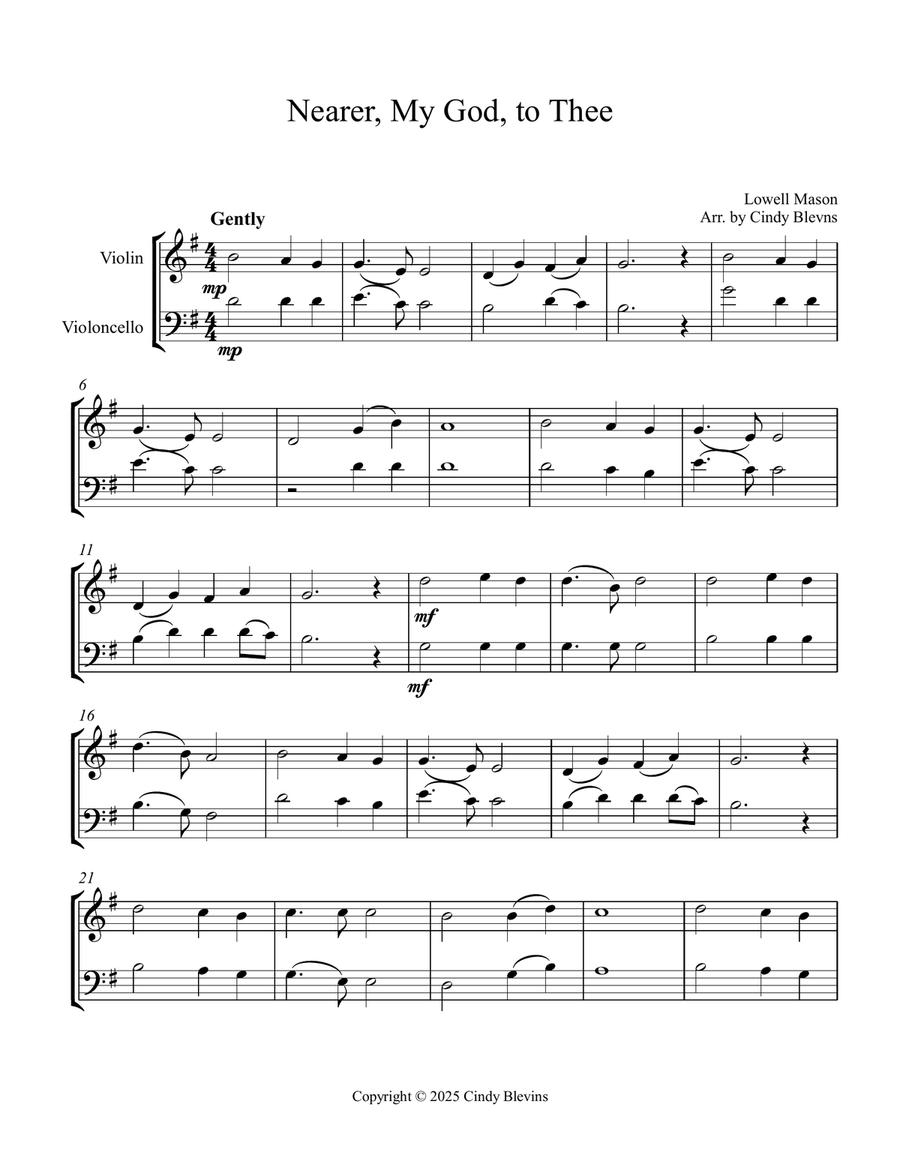 Nearer, My God, to Thee, for Violin and Cello String Duet scores gallery preview page 3