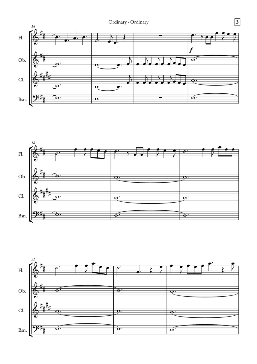 Ordinary Woodwind Quartet scores gallery preview page 3