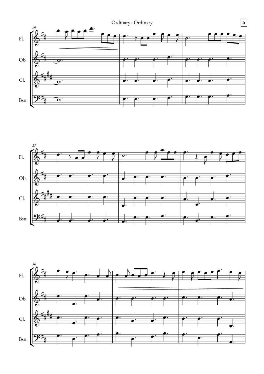 Ordinary Woodwind Quartet scores gallery preview page 4