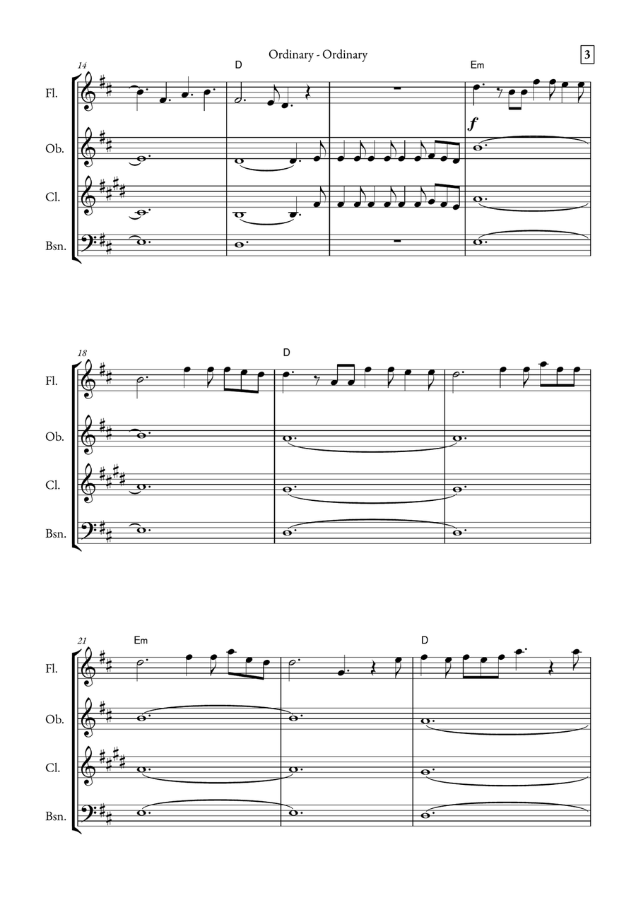 Ordinary Woodwind Quartet scores gallery preview page 3