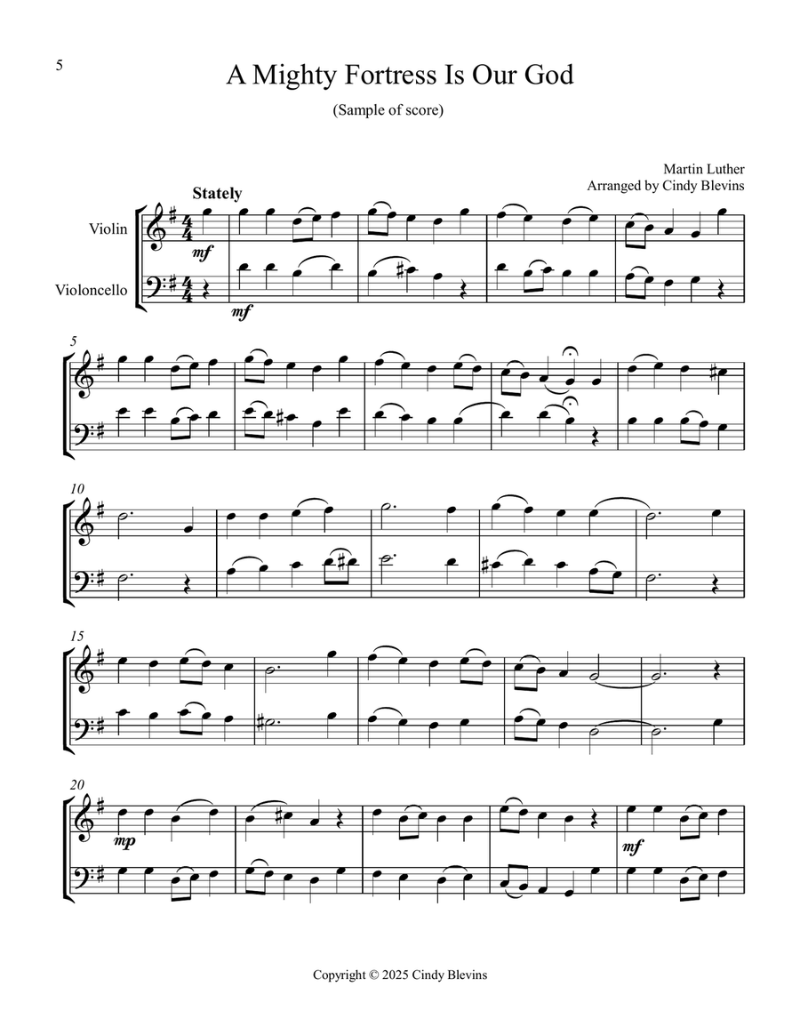 12 Favorite Hymns, Book 2, Violin and Cello String Duet scores gallery preview page 2
