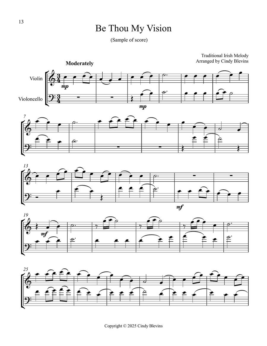 12 Favorite Hymns, Book 2, Violin and Cello String Duet scores gallery preview page 3