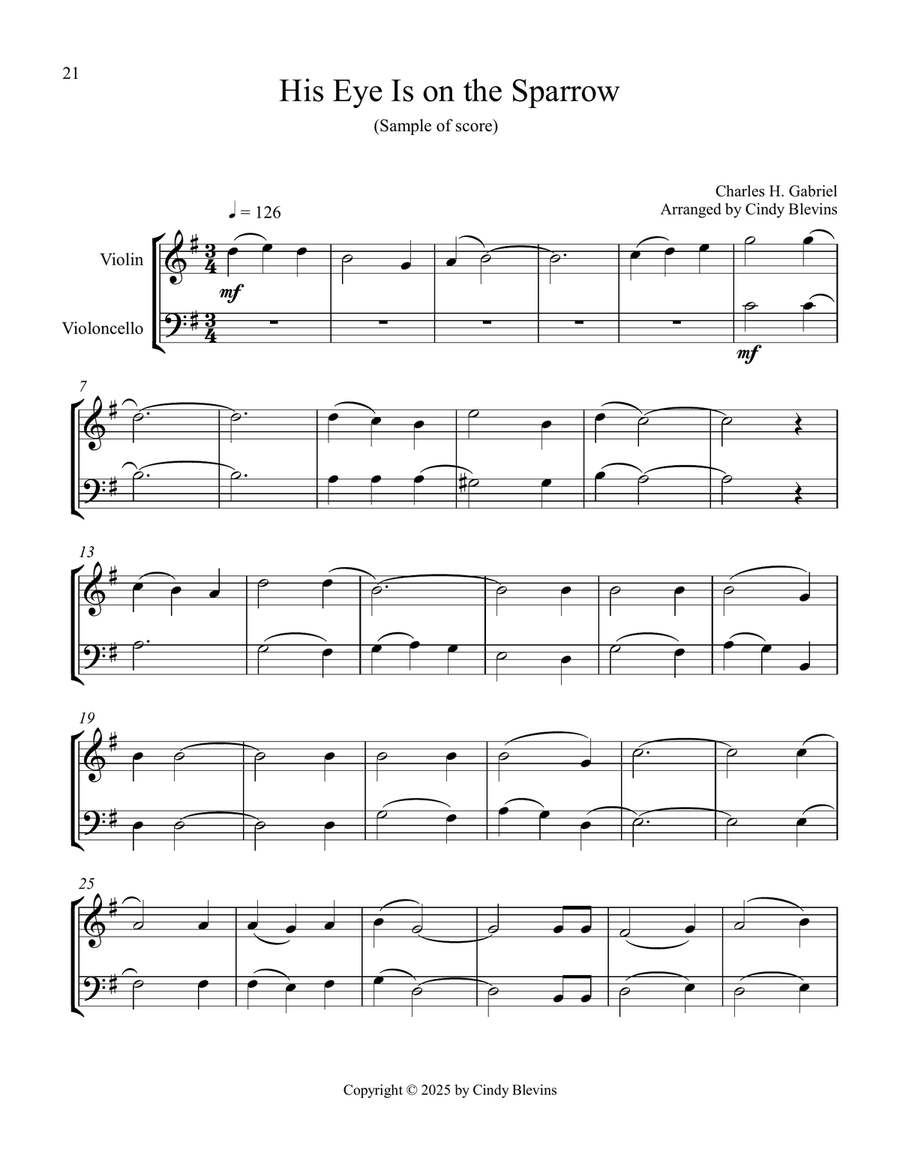 12 Favorite Hymns, Book 2, Violin and Cello String Duet scores gallery preview page 4