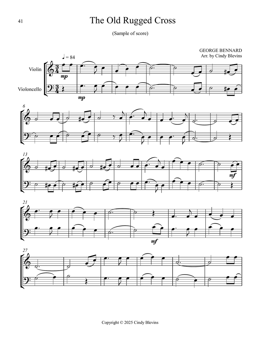 12 Favorite Hymns, Book 2, Violin and Cello String Duet scores gallery preview page 5