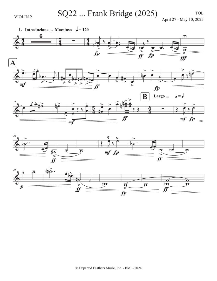 SQ22 ... Frank Bridge (2025) Chamber Music scores gallery preview page 1