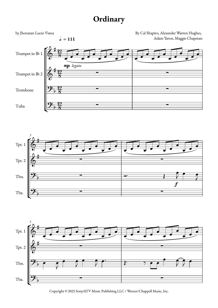 Ordinary Brass Quartet scores gallery preview page 1