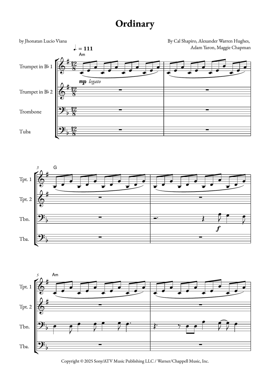 Ordinary Brass Quartet scores gallery preview page 1