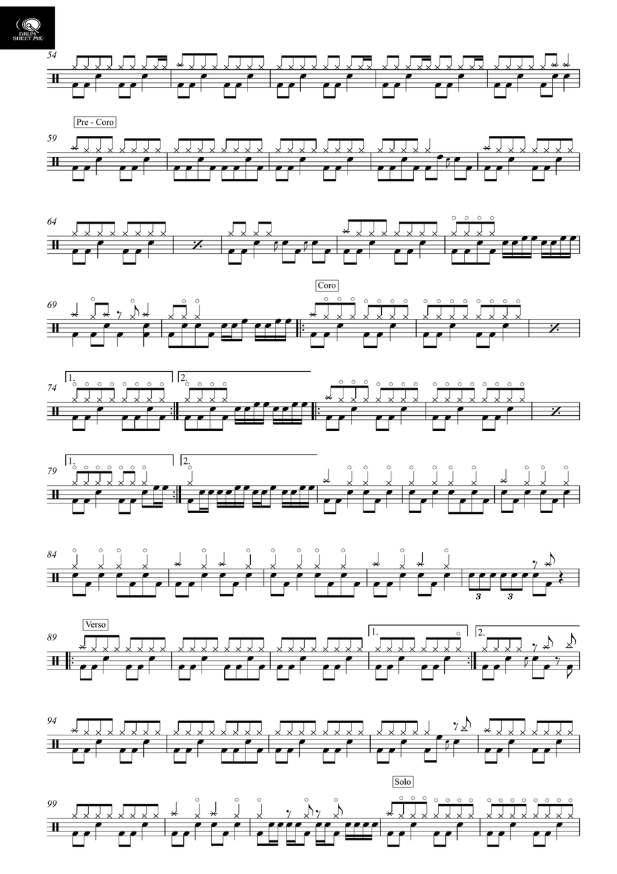 Clavado En Un Bar Clavado En Un Bar Drum Set scores gallery preview page 2