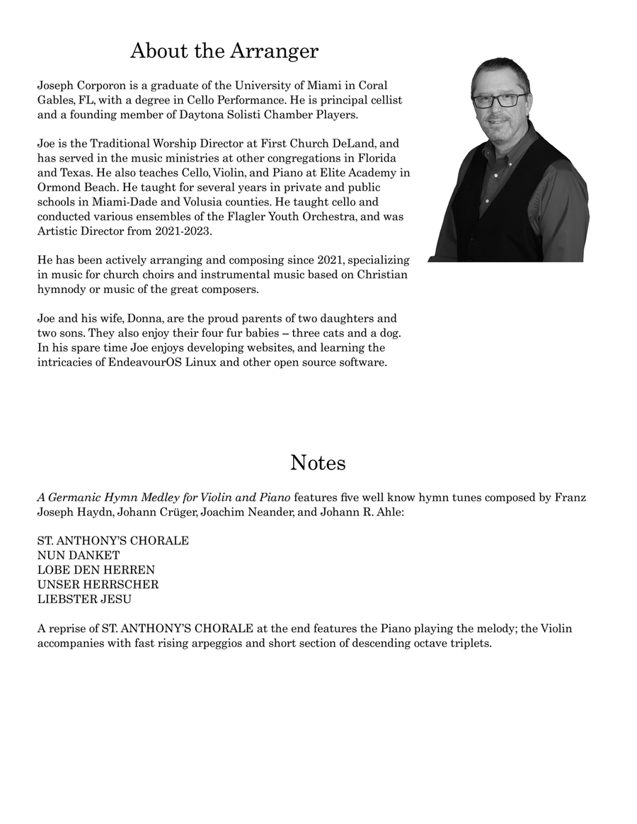 A Germanic Hymn Medley for Violin and Piano Violin Solo scores gallery preview page 2