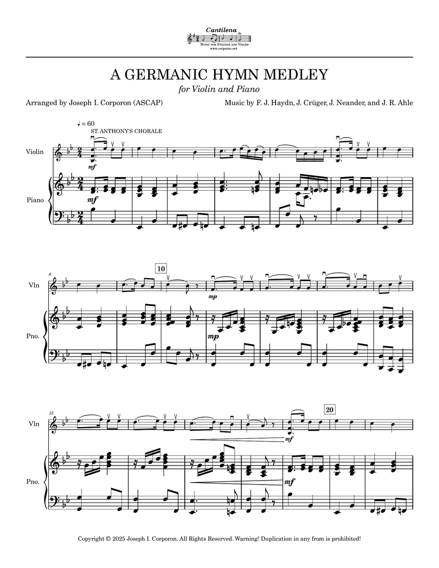 A Germanic Hymn Medley for Violin and Piano Violin Solo scores gallery preview page 3