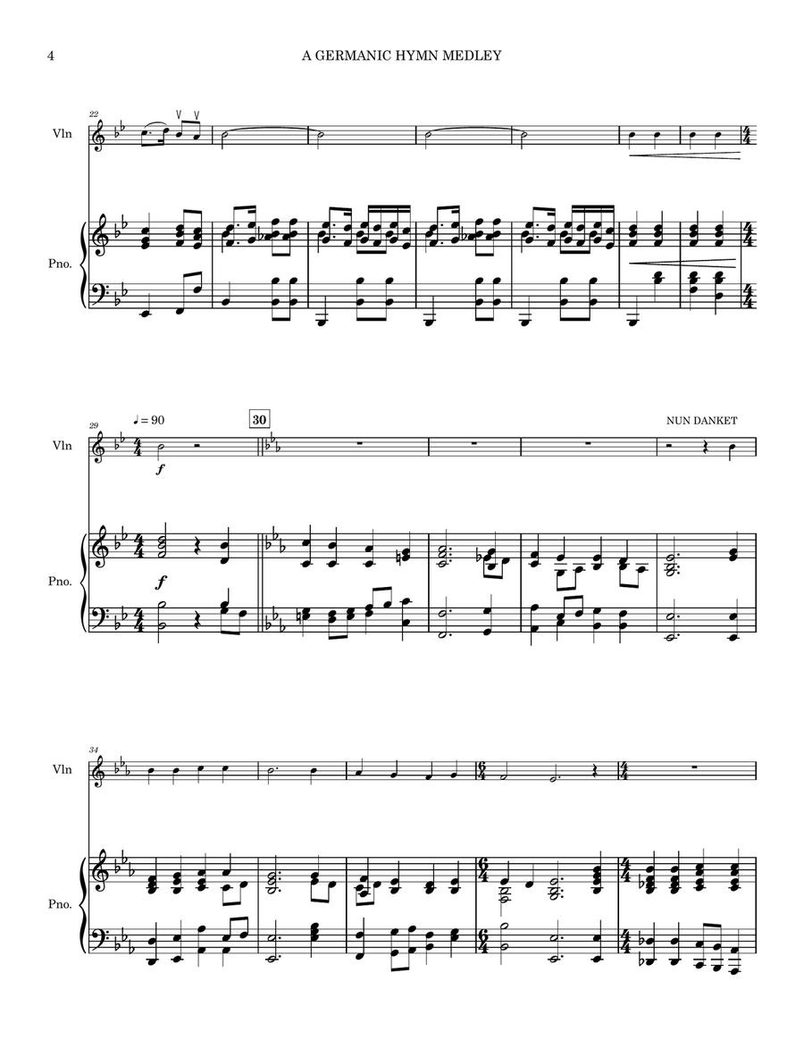 A Germanic Hymn Medley for Violin and Piano Violin Solo scores gallery preview page 4