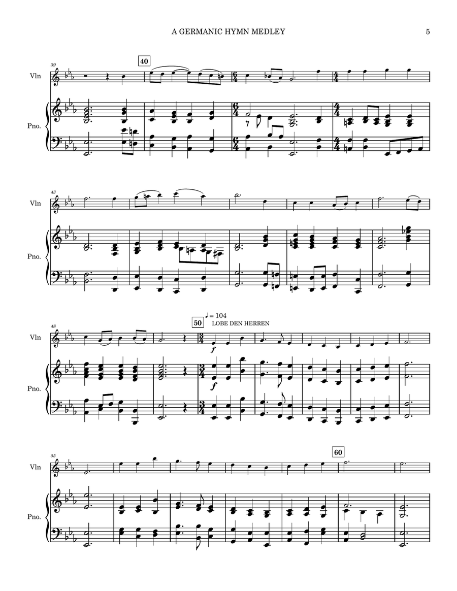 A Germanic Hymn Medley for Violin and Piano Violin Solo scores gallery preview page 5