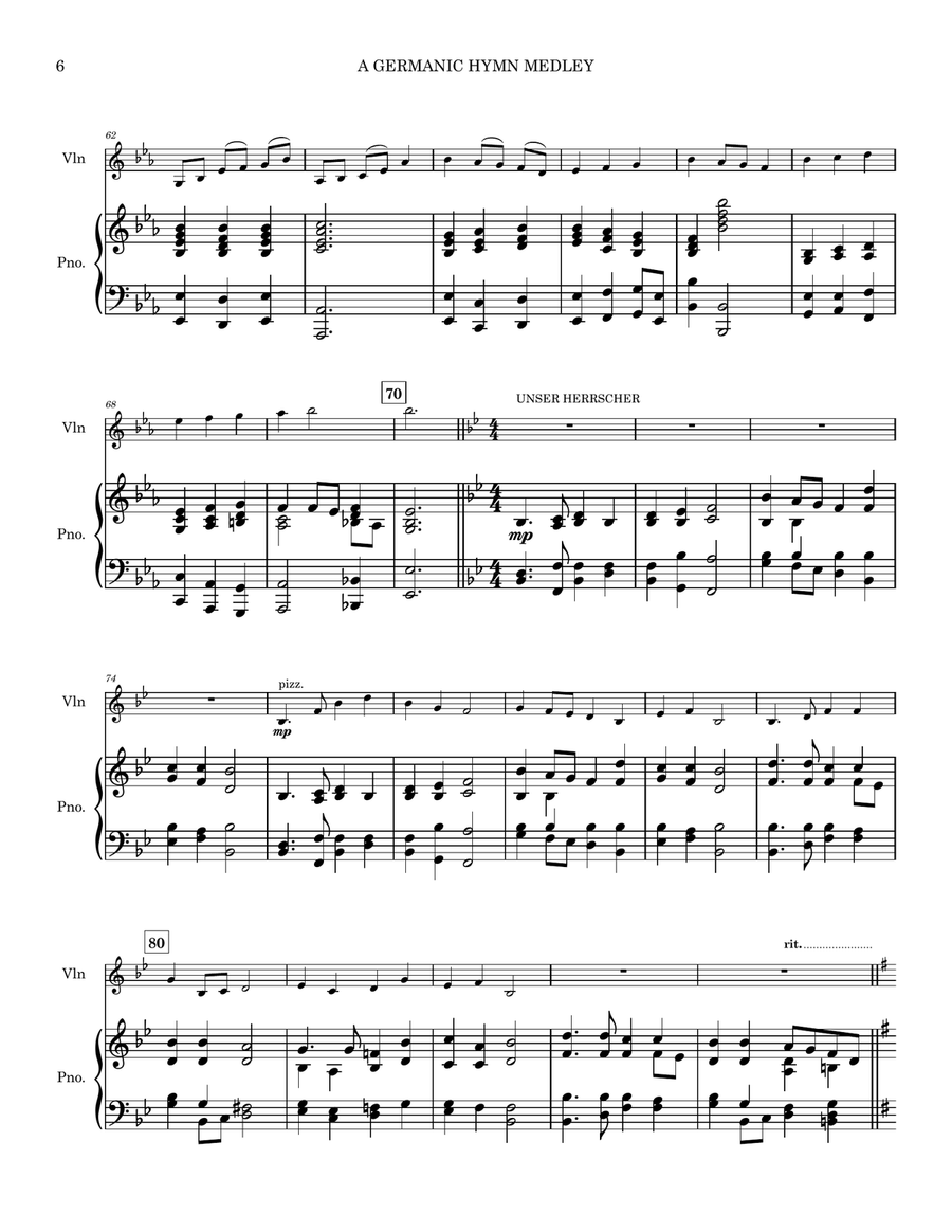 A Germanic Hymn Medley for Violin and Piano Violin Solo scores gallery preview page 6