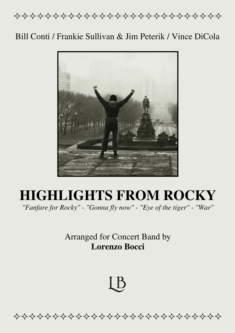 Medley: Fanfare For Rocky with Gonna Fly Now, Eye Of The Tiger, and War Concert Band scores gallery preview page 1