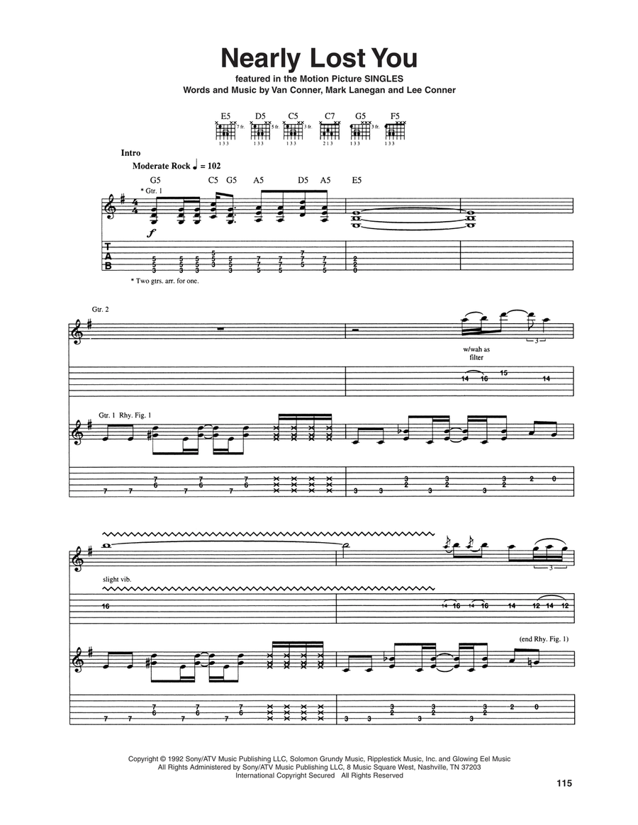 Nearly Lost You Nearly Lost You Electric Guitar scores gallery preview page 1