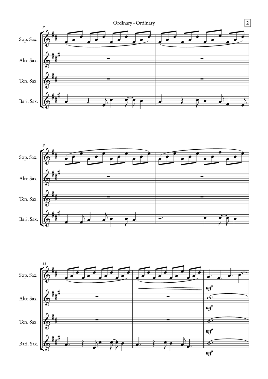 Ordinary Saxophone Quartet scores gallery preview page 2