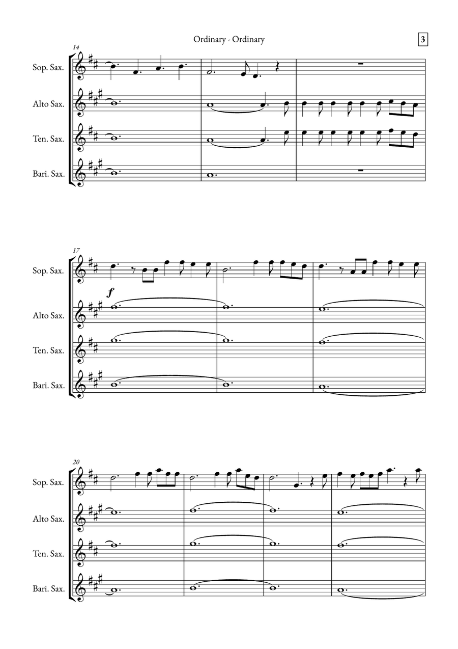 Ordinary Saxophone Quartet scores gallery preview page 3