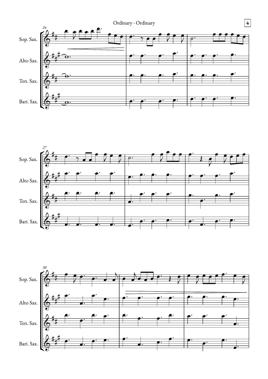 Ordinary Saxophone Quartet scores gallery preview page 4