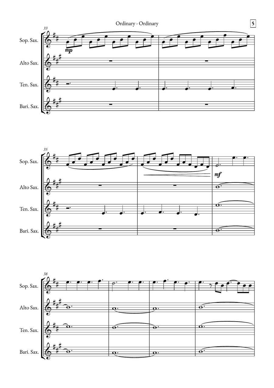 Ordinary Saxophone Quartet scores gallery preview page 5