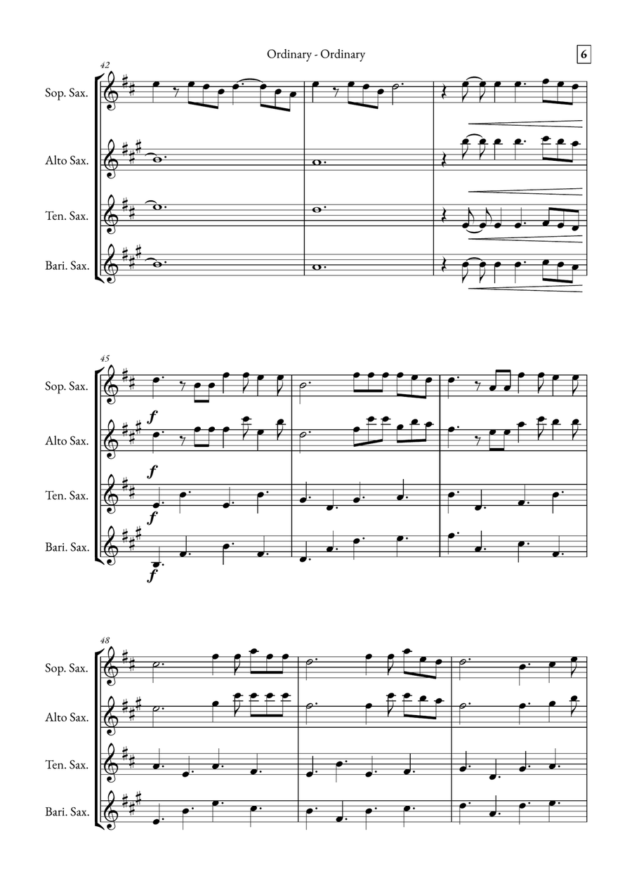 Ordinary Saxophone Quartet scores gallery preview page 6