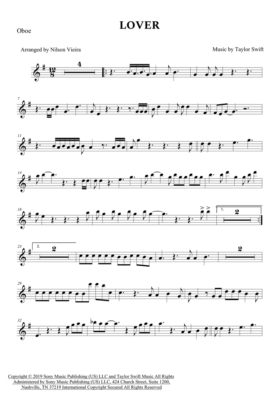 Lover Piano scores gallery preview page 1