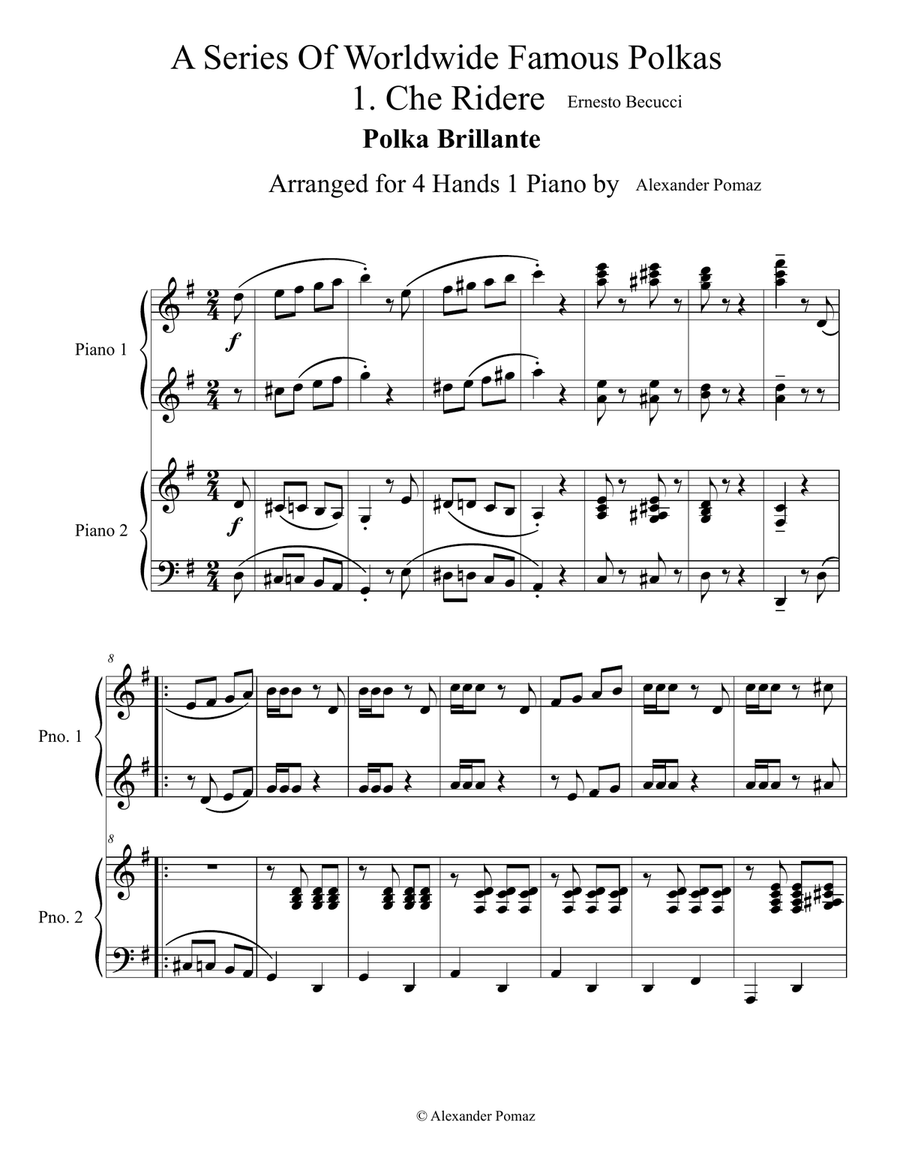 Che Ridere (Polka Brillante) 1 Piano, 4-Hands scores gallery preview page 1