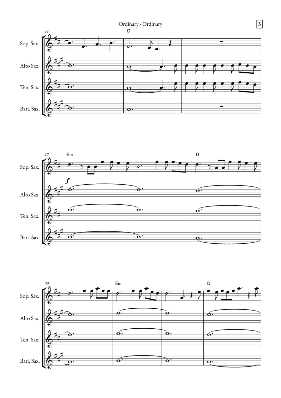 Ordinary Saxophone Quartet scores gallery preview page 3