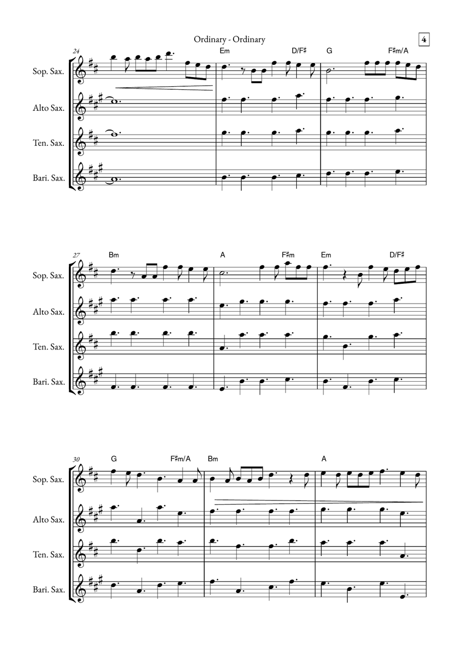 Ordinary Saxophone Quartet scores gallery preview page 4