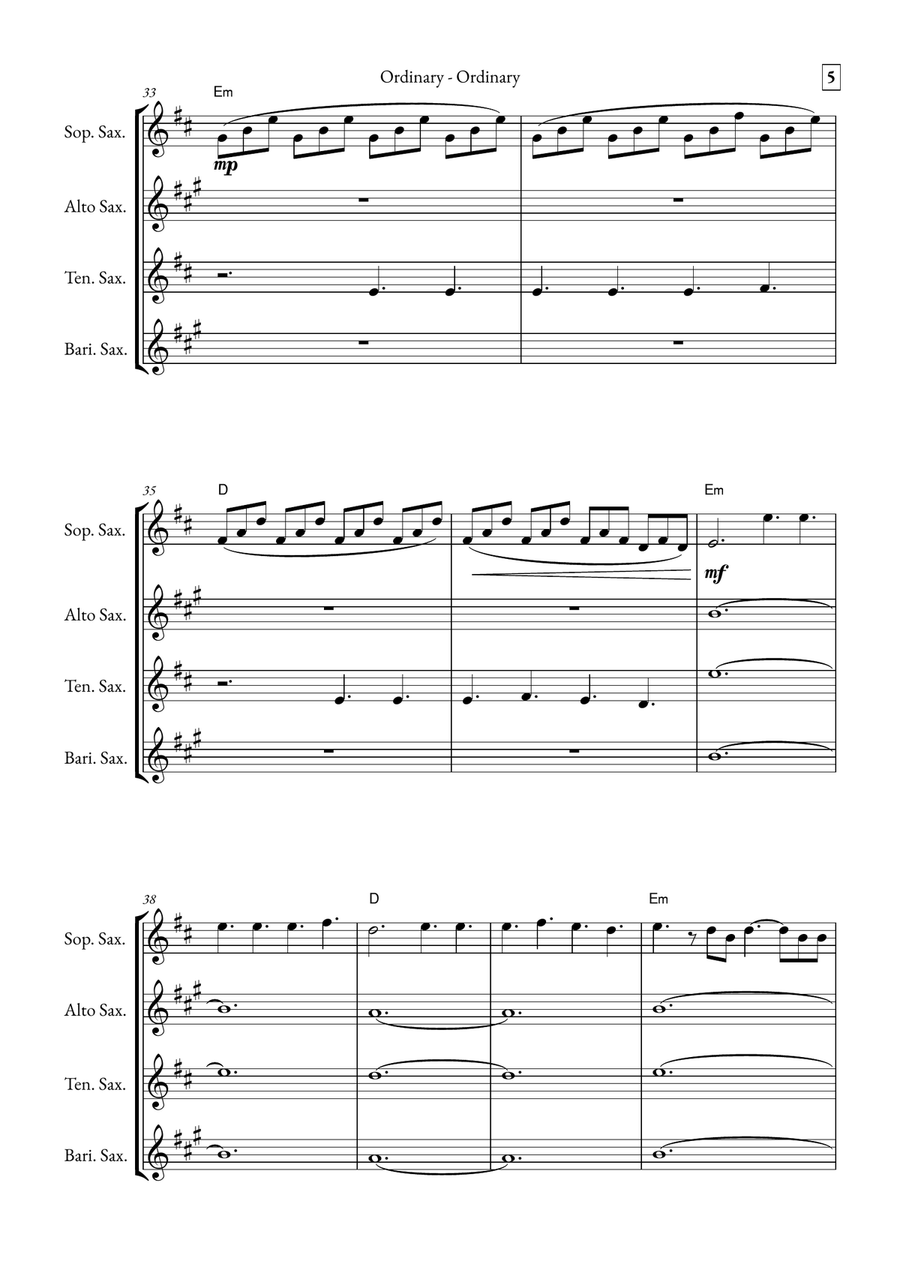 Ordinary Saxophone Quartet scores gallery preview page 5