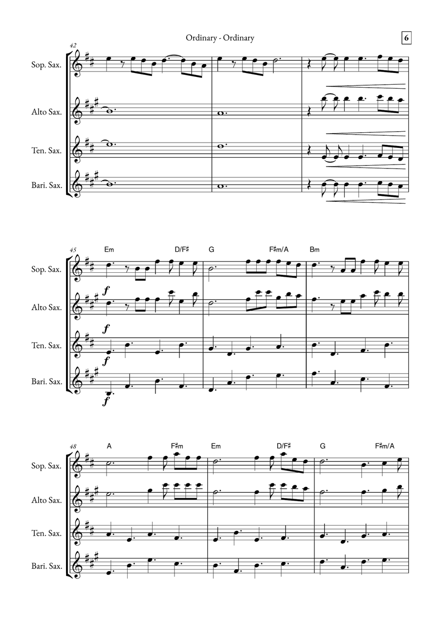 Ordinary Saxophone Quartet scores gallery preview page 6