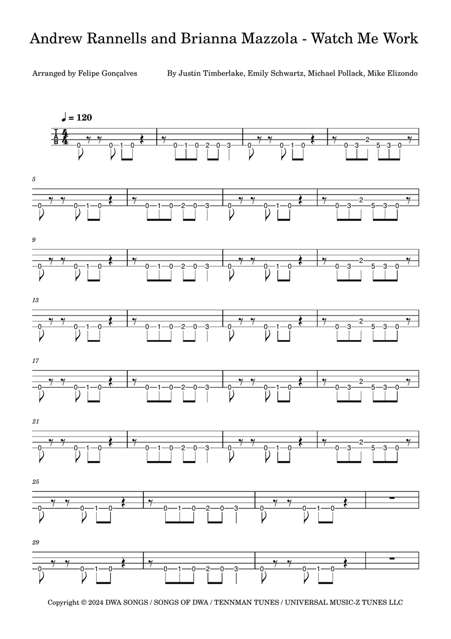 Watch Me Work Watch Me Work Acoustic Guitar scores gallery preview page 1