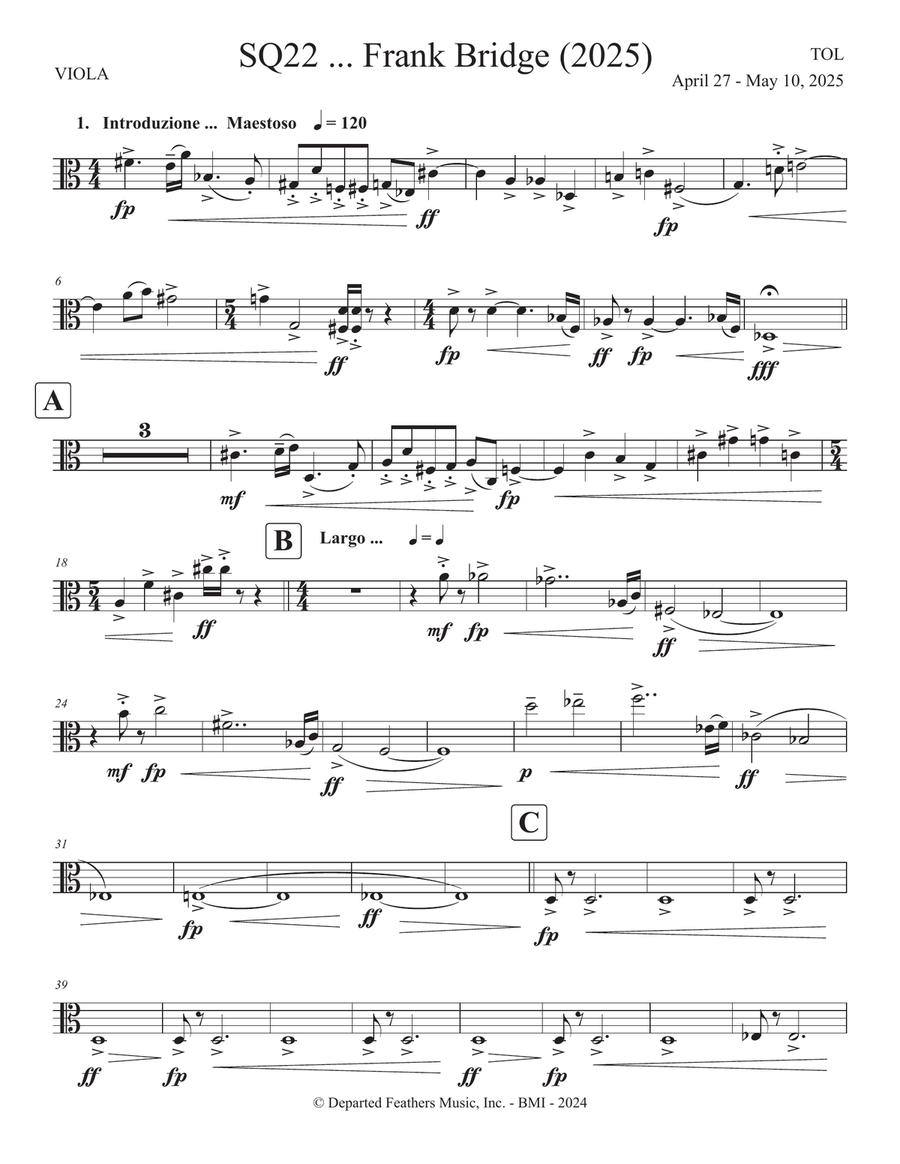 SQ22 ... Frank Bridge (2025) Chamber Music scores gallery preview page 1