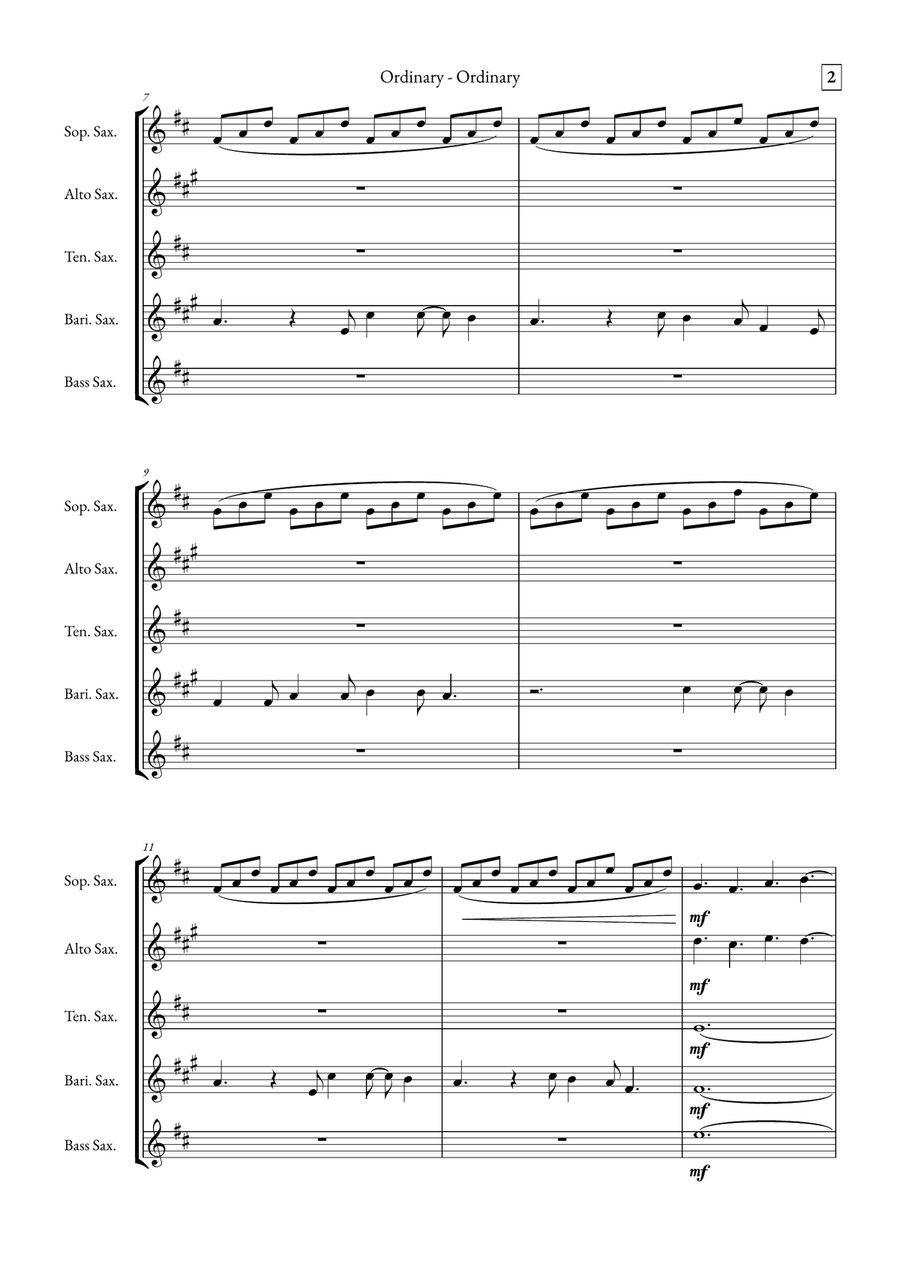 Ordinary Saxophone Quintet scores gallery preview page 2