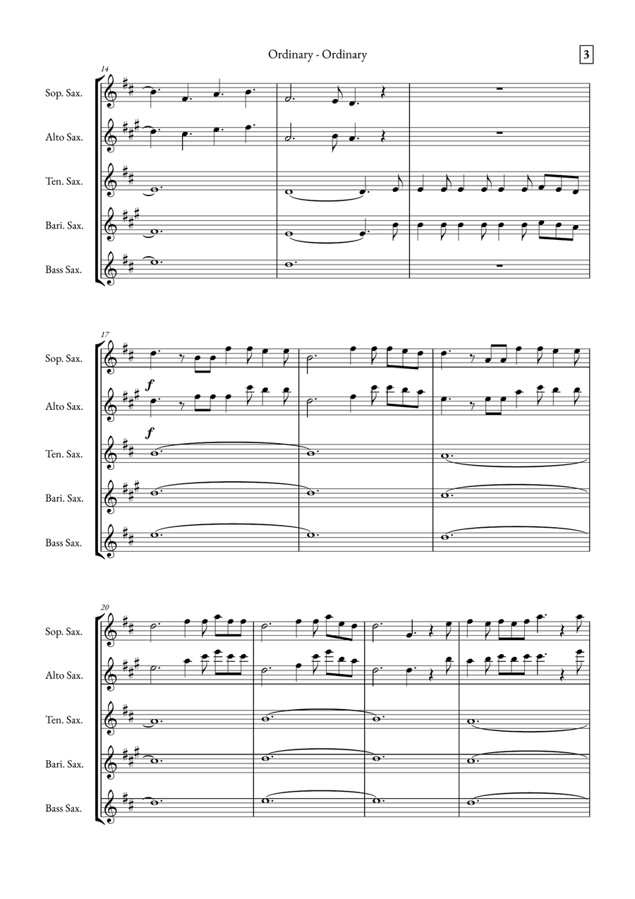 Ordinary Saxophone Quintet scores gallery preview page 3