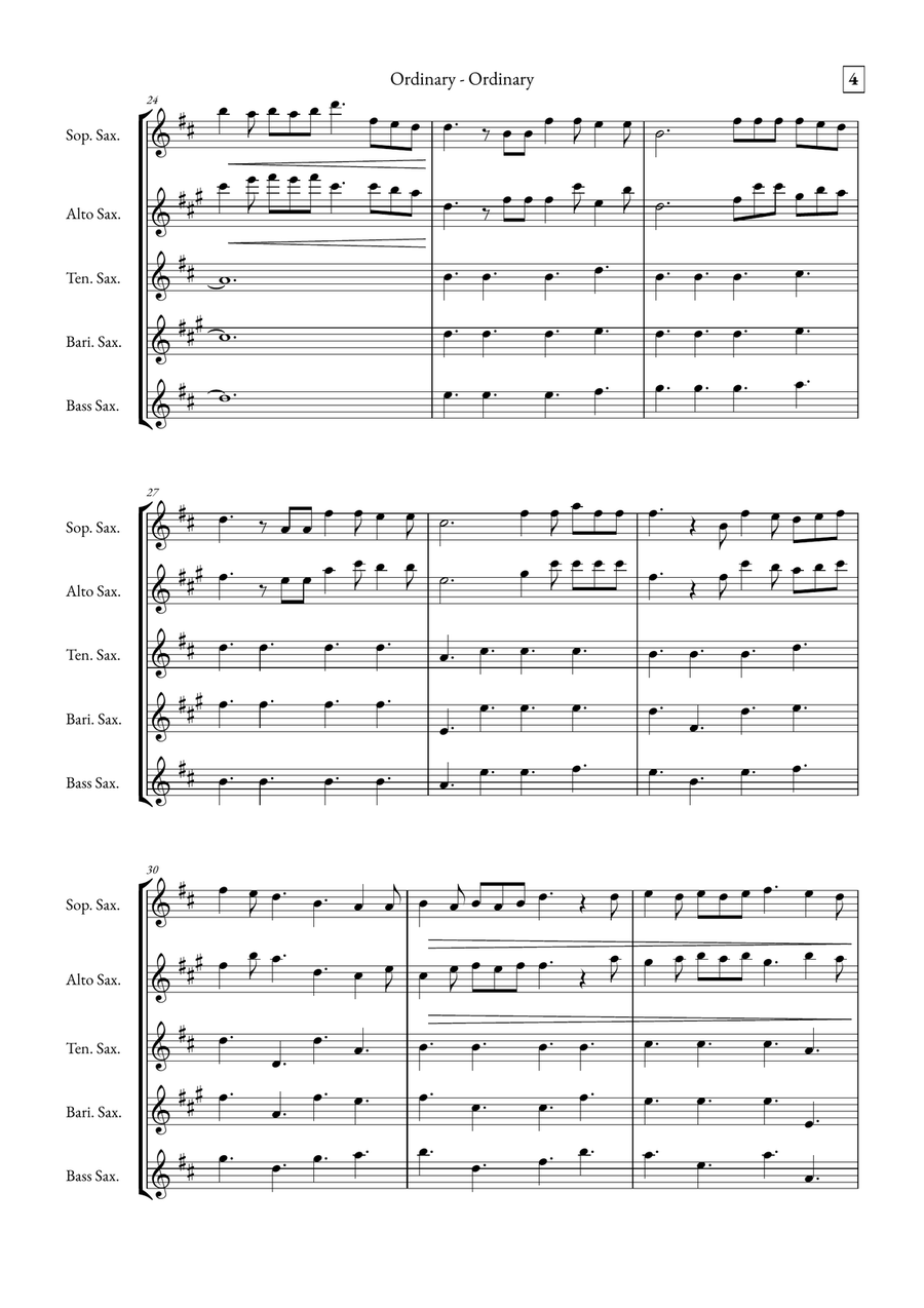 Ordinary Saxophone Quintet scores gallery preview page 4