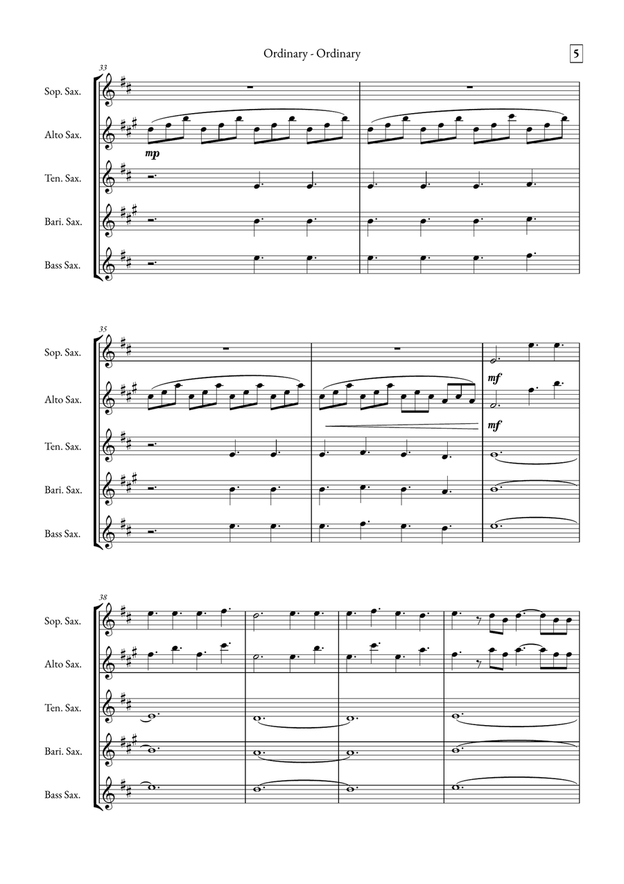 Ordinary Saxophone Quintet scores gallery preview page 5