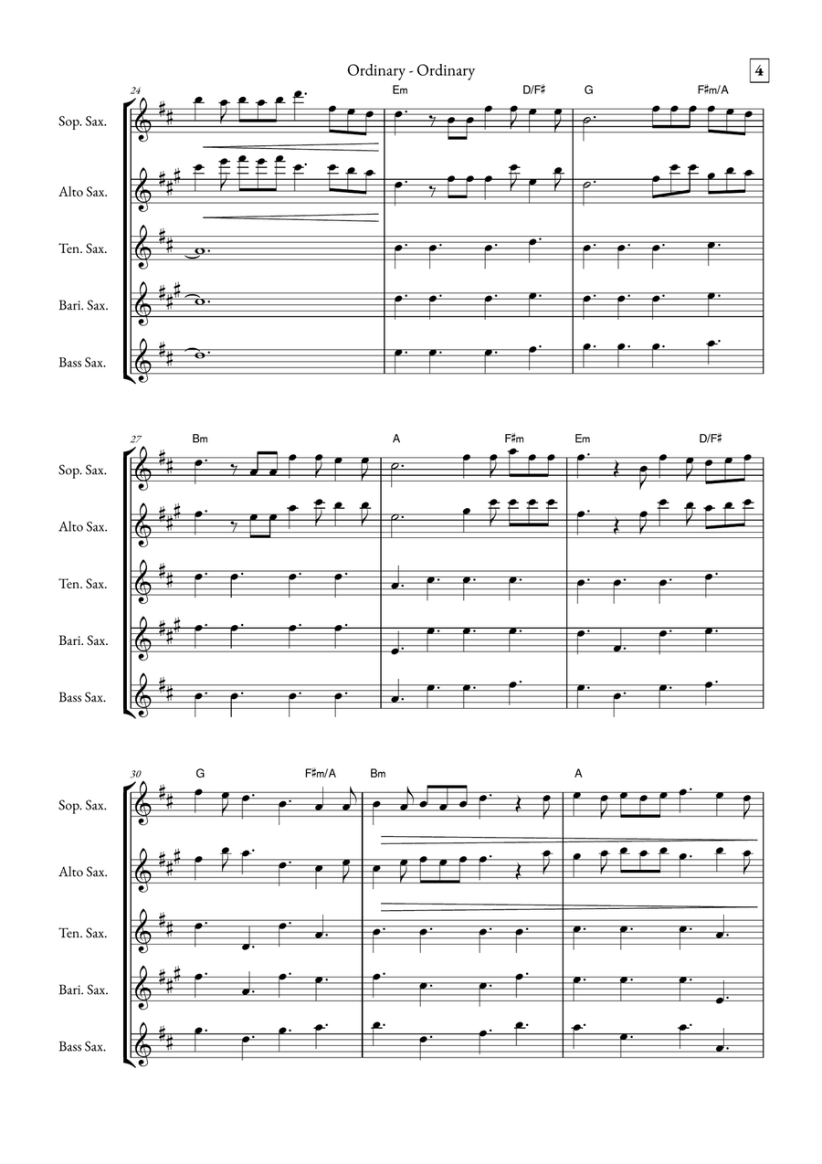 Ordinary Saxophone Quintet scores gallery preview page 4