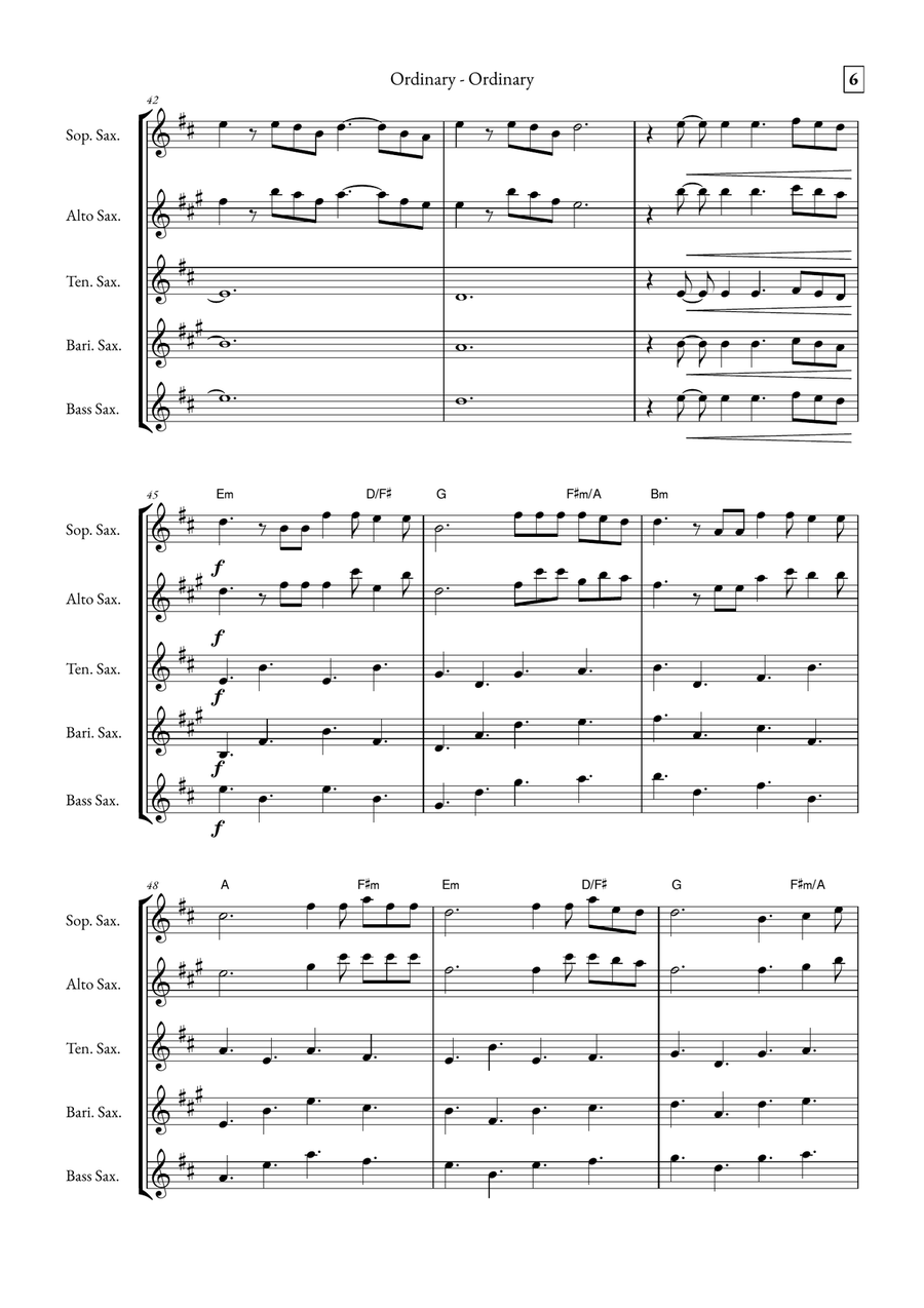 Ordinary Saxophone Quintet scores gallery preview page 6