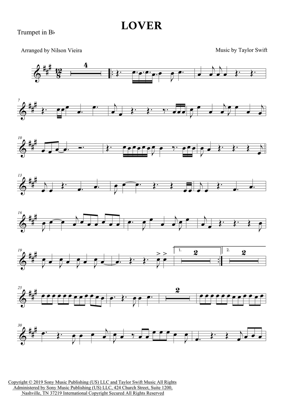 Lover Trumpet Solo scores gallery preview page 1