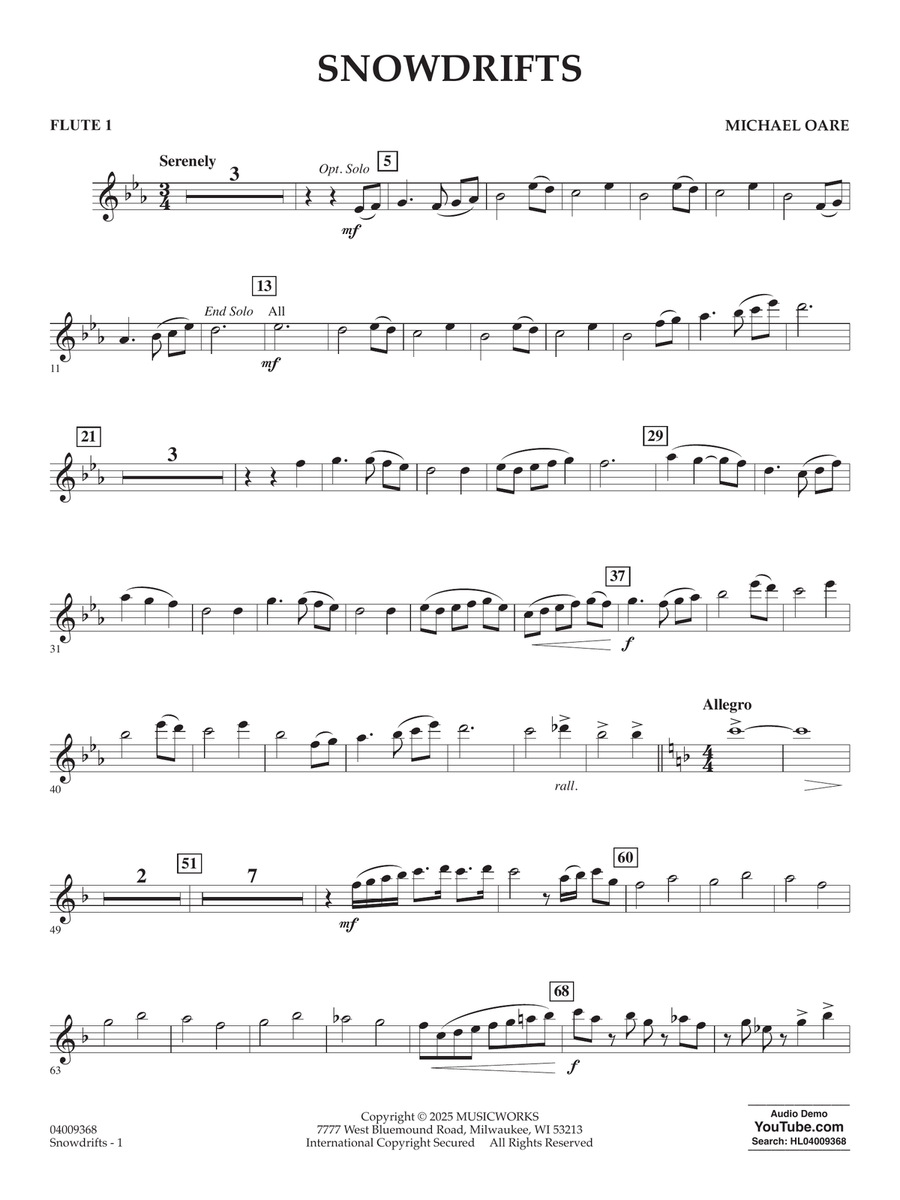 Snowdrifts - Flute 1 Snowdrifts - Flute 1 Concert Band scores gallery preview page 1