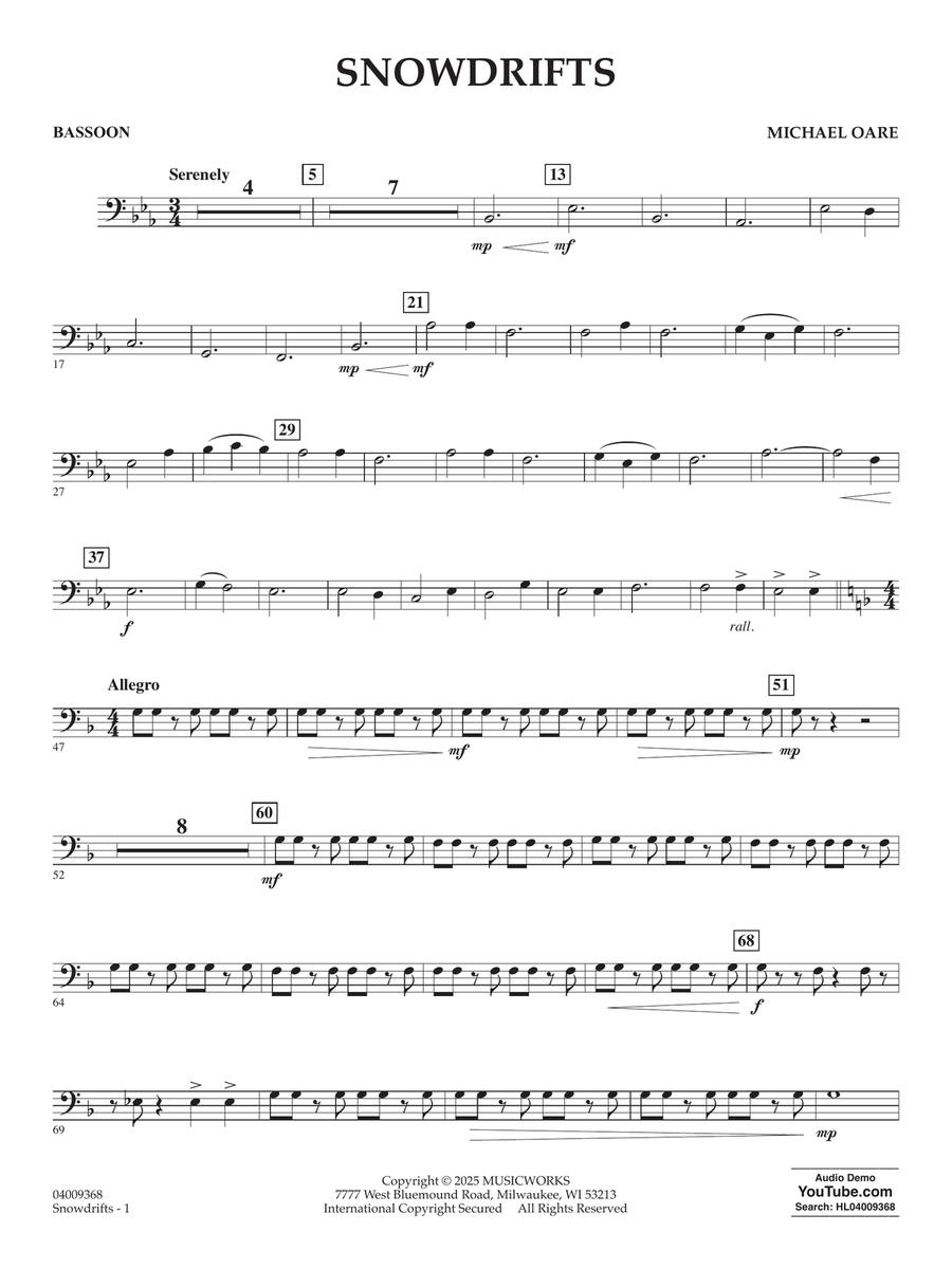 Snowdrifts - Bassoon Snowdrifts - Bassoon Concert Band scores gallery preview page 1