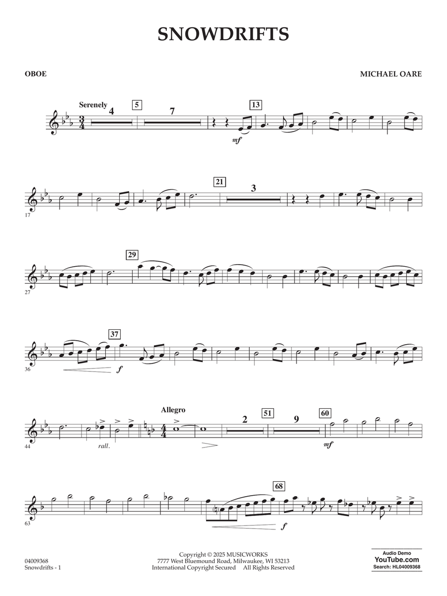 Snowdrifts - Oboe Snowdrifts - Oboe Concert Band scores gallery preview page 1
