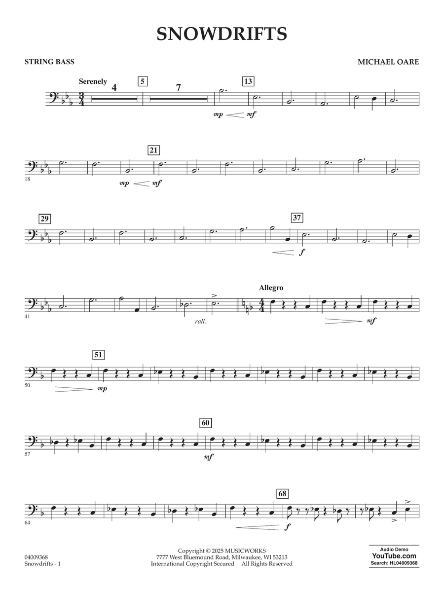 Snowdrifts - String Bass Snowdrifts - String Bass Concert Band scores gallery preview page 1