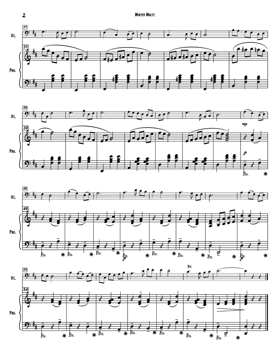 Winter Waltz for Cello and Piano Chamber Music scores gallery preview page 2